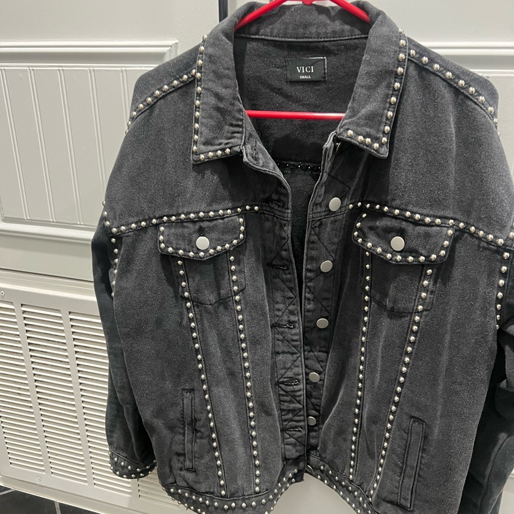 Studded black jean jacket
